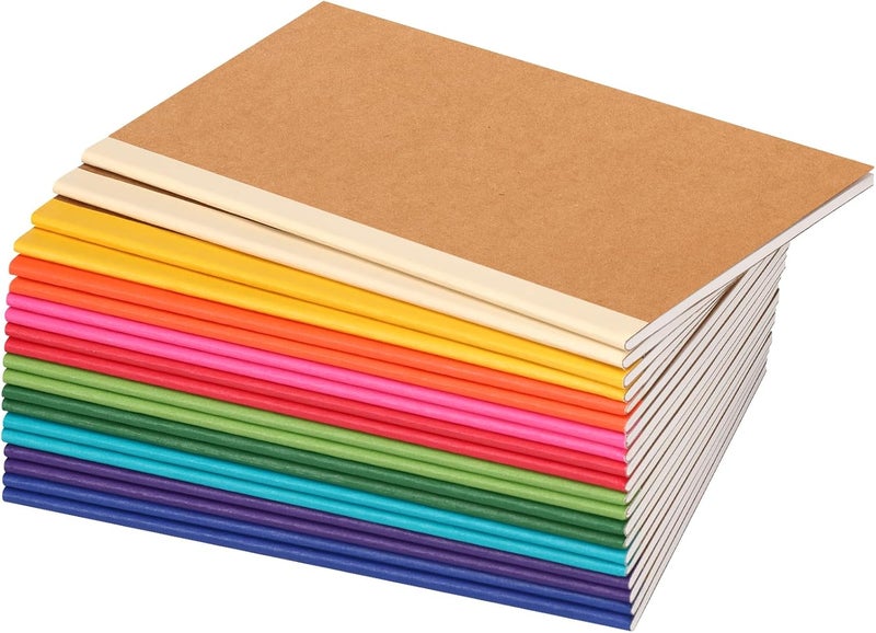 LABUK 20pcs Notebooks Bulk, A5 Kraft Lined Journals Bulk, Rainbow Composition Journal, 12 Colors 60 Pages for Journaling, Writing, School, Kids Gift - Image 1